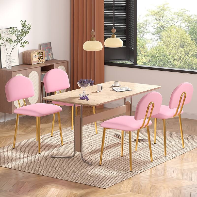 Javlergo Modern PU Leather Dining Chairs Set of 2 or 4 Upholstered Side Chairs Oval Back Compact Kitchen Chairs for Dining Room