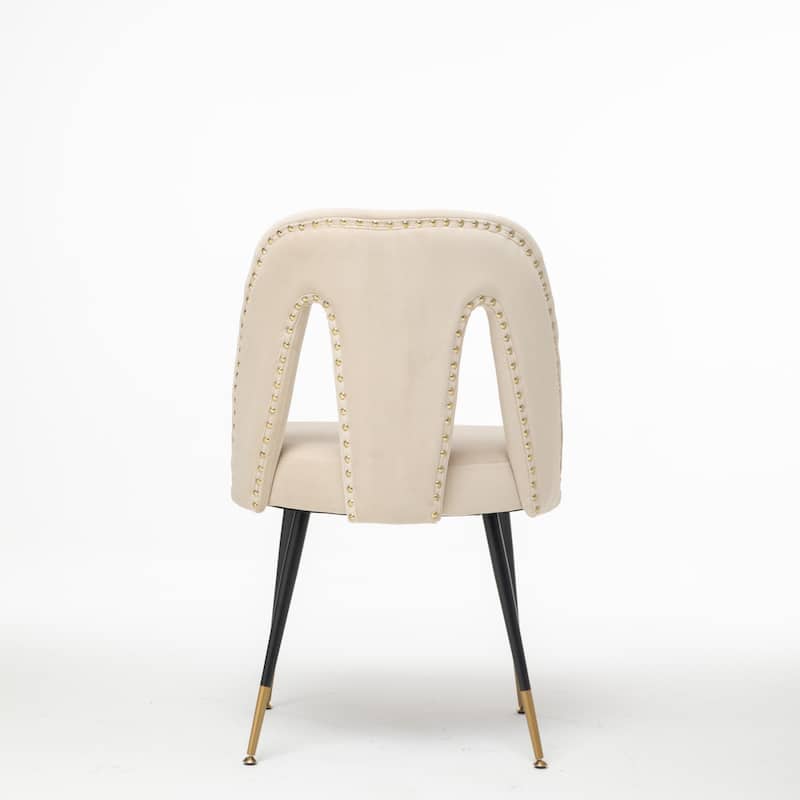 Velvet Upholstered Dining Chair with Nailheads