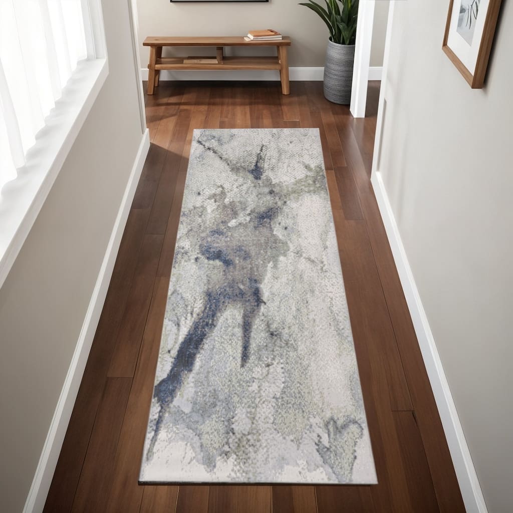 HomeRoots Abstract Industrial Runner Area Rug - 94.00 in. x 33.00 in. x 0.39 in.