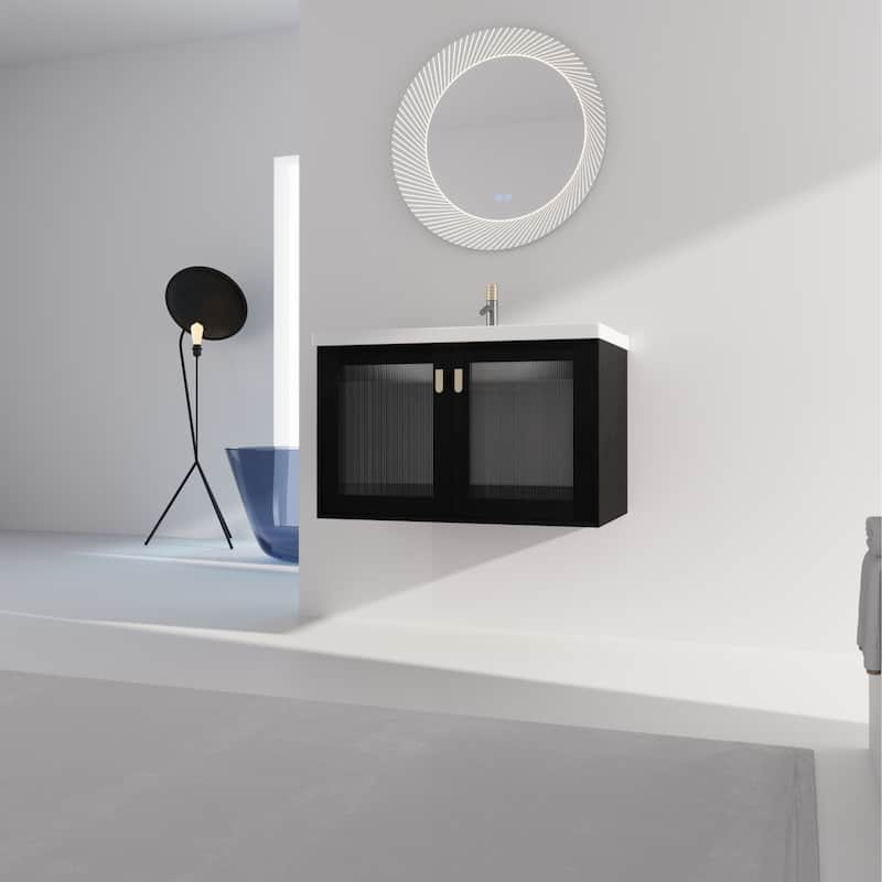 GDFStudio - Eliana Modern Freestanding Bathroom Vanity with Soft-Close Doors and Ceramic Sink