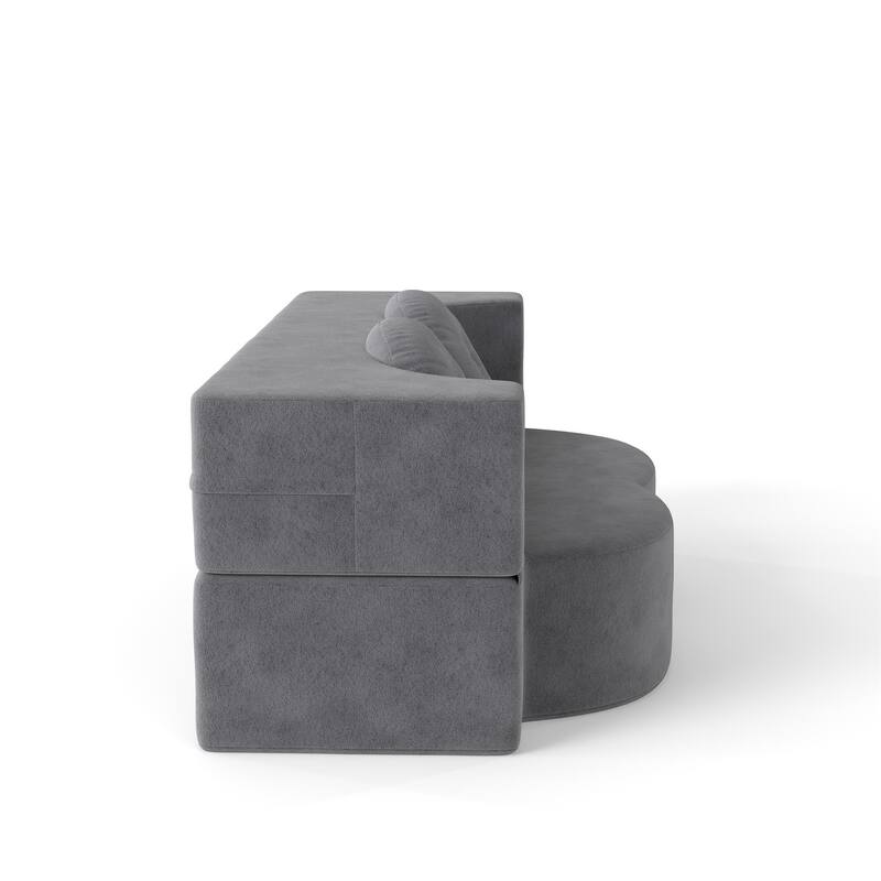 Modern Floor Sofa with 2 Pillows,Convertible Sleeper Sofa Bed