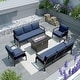 preview thumbnail 146 of 144, Aluminum Patio Outdoor Sectional Sofa Set with Fire Pit, Swivel Rocking Chairs and Ottomans