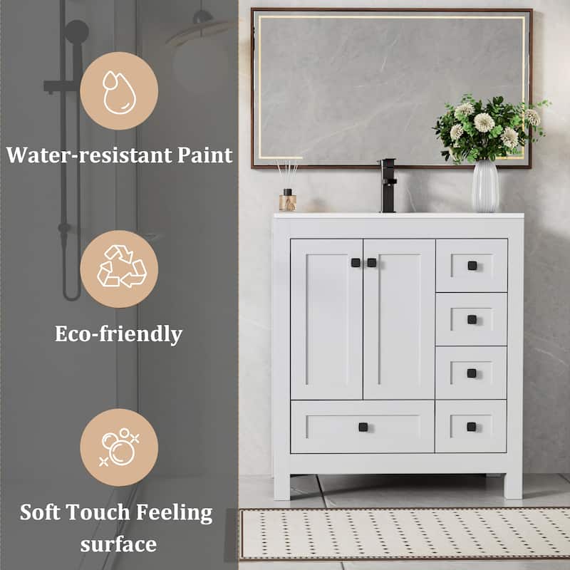 Eclife 30'' Bathroom Vanities Cabinet with Drop in Sink Combo Set