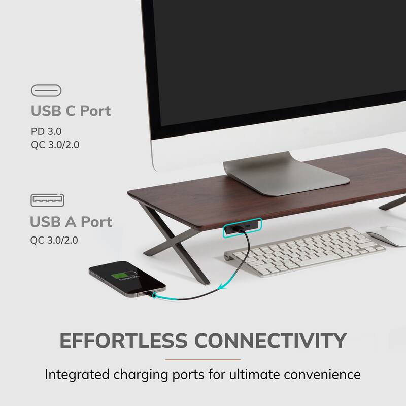 Jani Wood Monitor Stand Riser Desk - Ergonomic Design Stand, Desktop Organizer Table for Home, Office Workspace, Gaming Desk