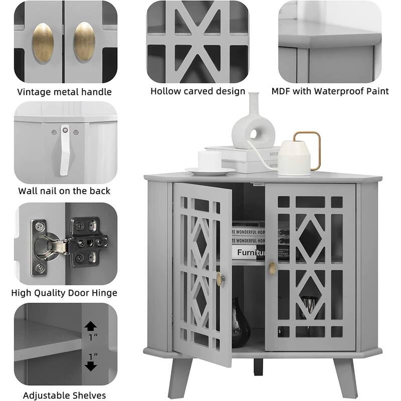Corner Sideboard Cabinet Free-Standing Corner Storage Organizer