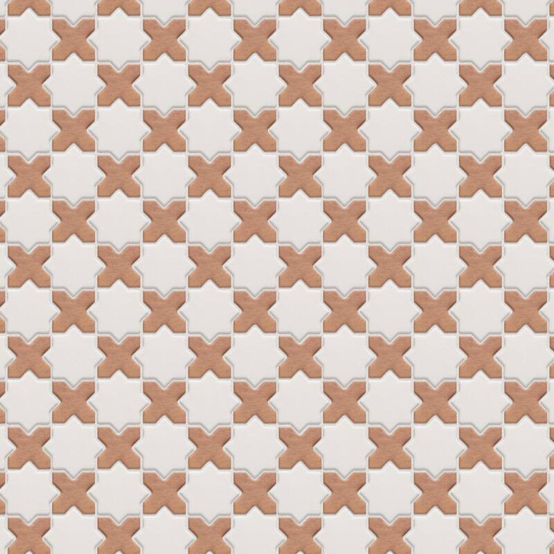 Merola Tile Sentier des Cotto 2" Cross with White Star 11-7/8" x 11-7/8" Porcelain Floor and Wall Tile