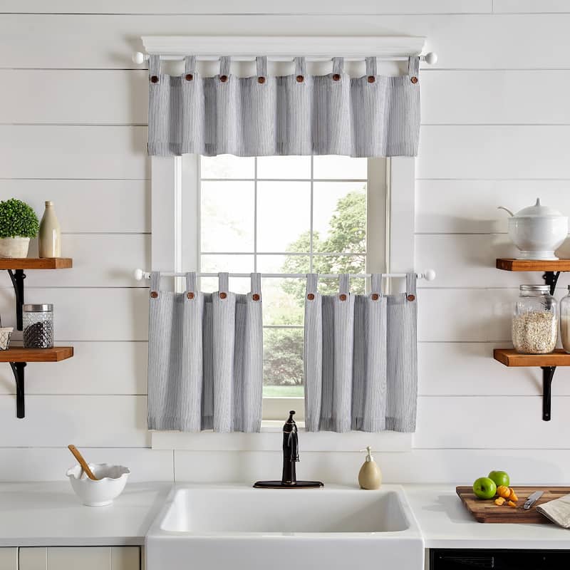 Tucker Ticking Stripe Kitchen Curtain Valance - 60"w x 15"l - 60"w x 15"l