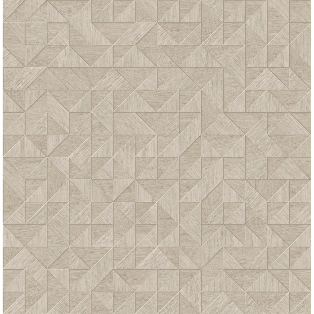 A-Street Prints Gallerie Cream Geometric Wood Wallpaper