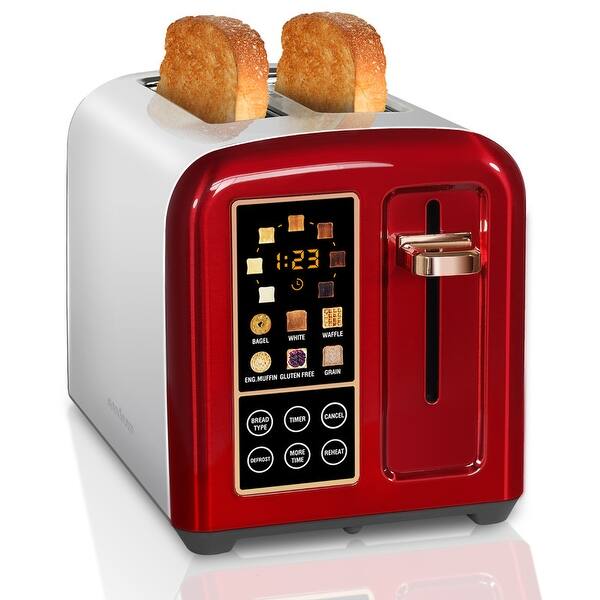 2-Slice Smart Toaster With Touch Screen – Digital Timer, 8 Shade Settings, 6 Bread Types, Bagel & Defrost Functions (Grey)