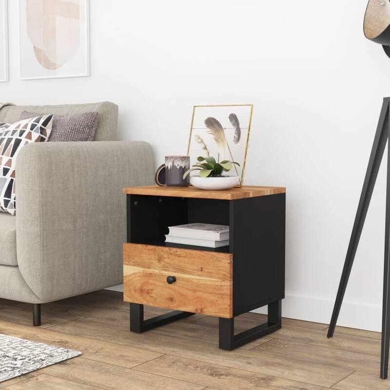 vidaXL Bedside Cabinet Solid Wood Mango&Engineered Wood - Brown acacia wood