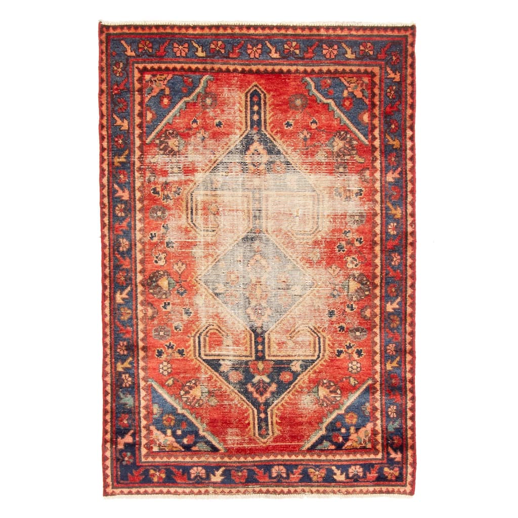 ECARPETGALLERY Hand-knotted Antalya Vintage Red Wool Rug - 3'3 x 4'11