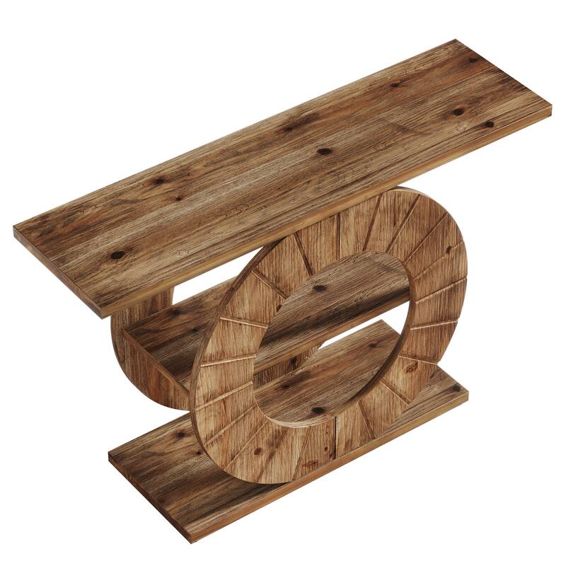 Solid Wood Console Table with Storage, Sofa Table with 3-Tier Shelves for Living Room, Hallway, Foyer