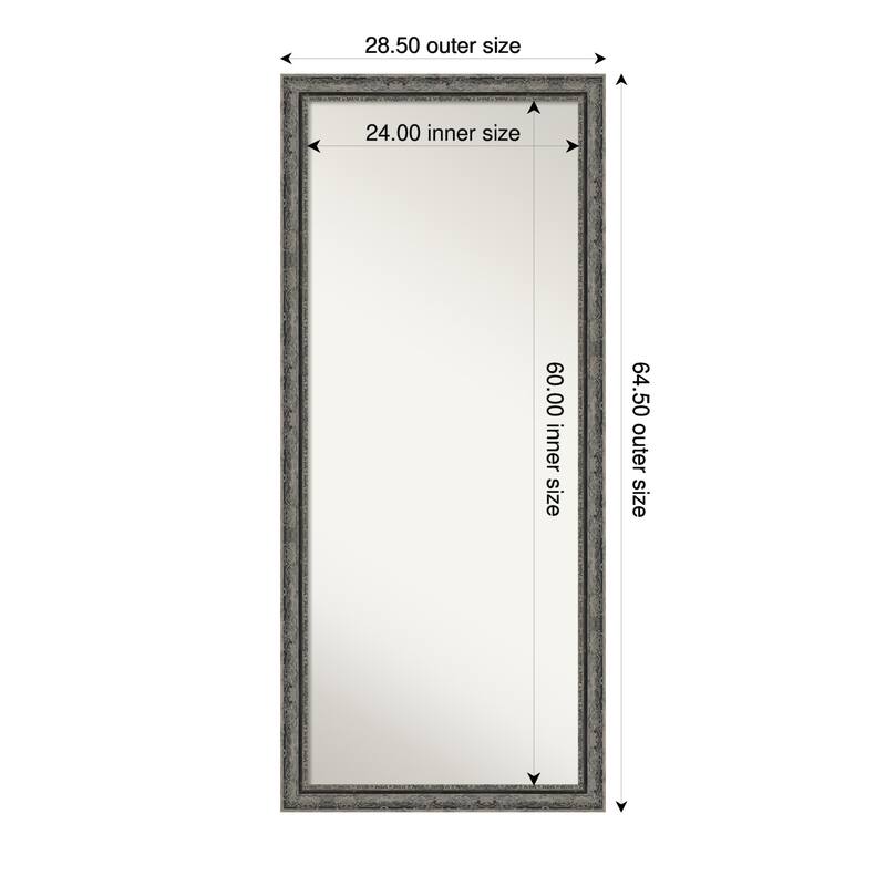 Filigree Non-Beveled Framed Full-Length Floor Leaner Mirror - 29 x 65 in - Filigree Matte Black