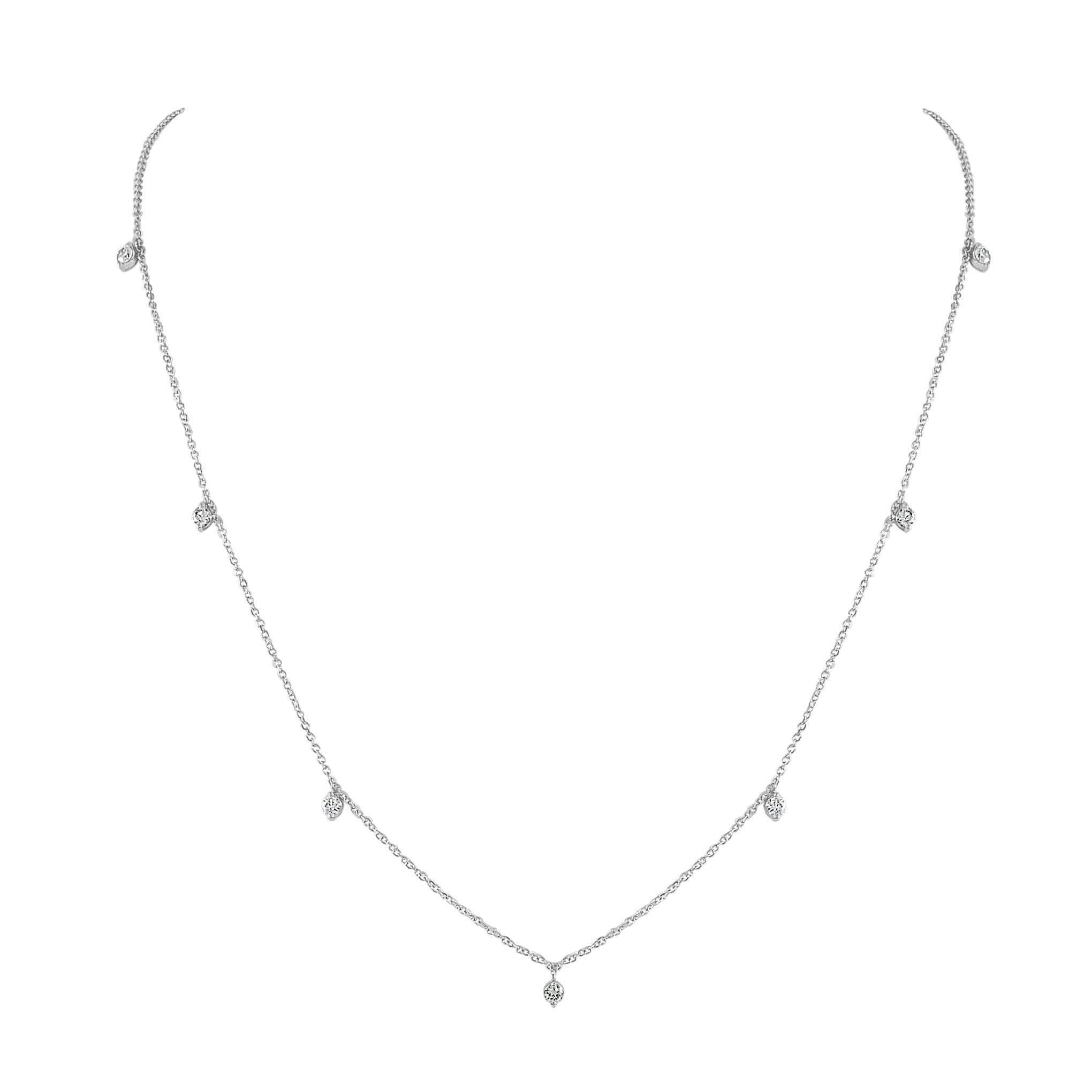 Joelle Collection Diamond Station Necklace 14K Gold 1/3 ct tw Adjustable to 16-18 Inches - Diamond Necklace