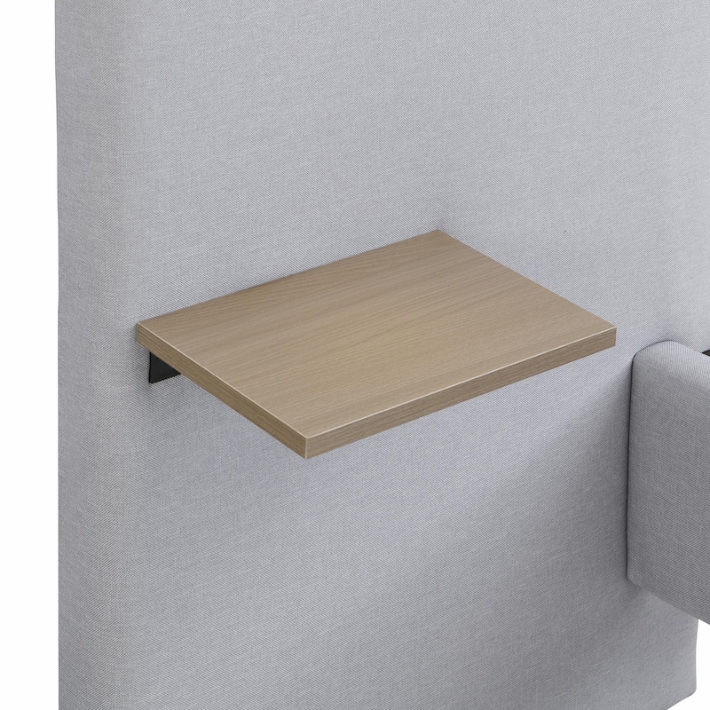 Chic Bouclé Upholstered Bed with Integrated Lighting and Shelves