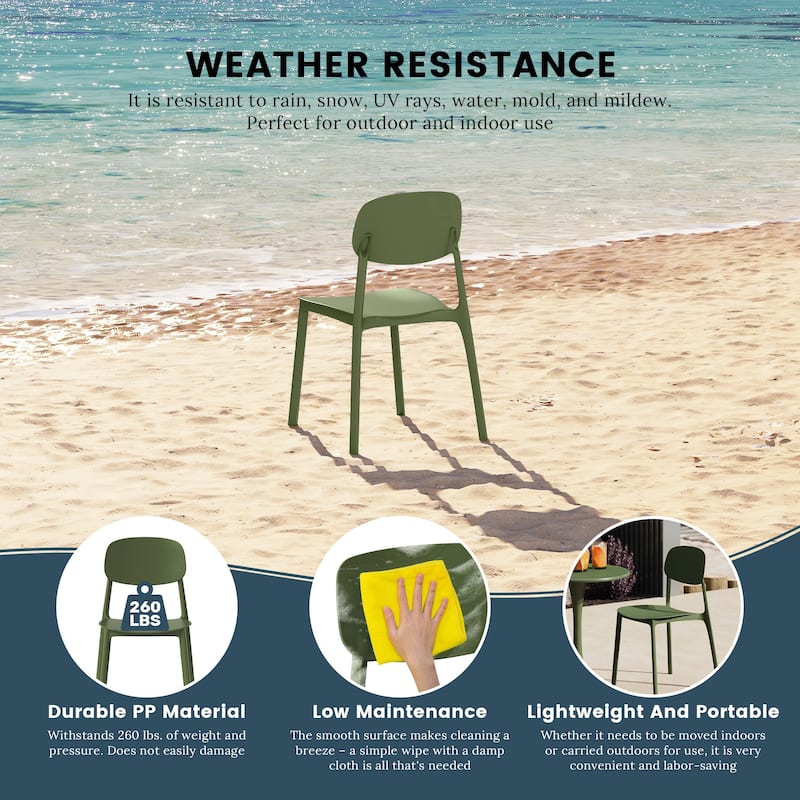 Frond and Form Outdoor Patio Stacking Dining Side Chair (Set of 2)