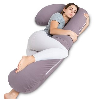 Allopera J-Shape Full Body Maternity Pillow 57 Inch – Black-Grey, Removable Cover