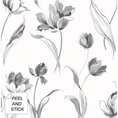 NextWall Tulip Toss Floral Peel and Stick Wallpaper - 20.5 in. W x 18 ft. L