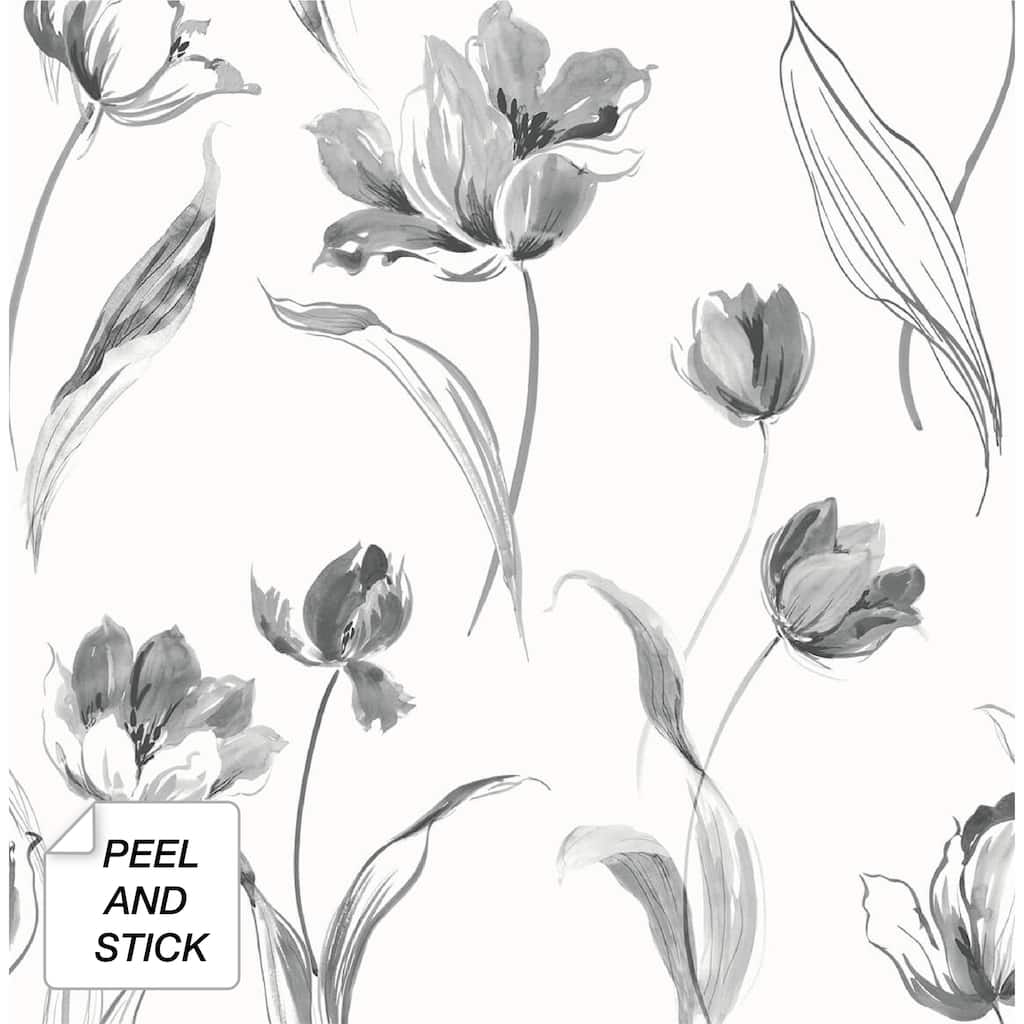 NextWall Tulip Toss Floral Peel and Stick Wallpaper - 20.5 in. W x 18 ft. L