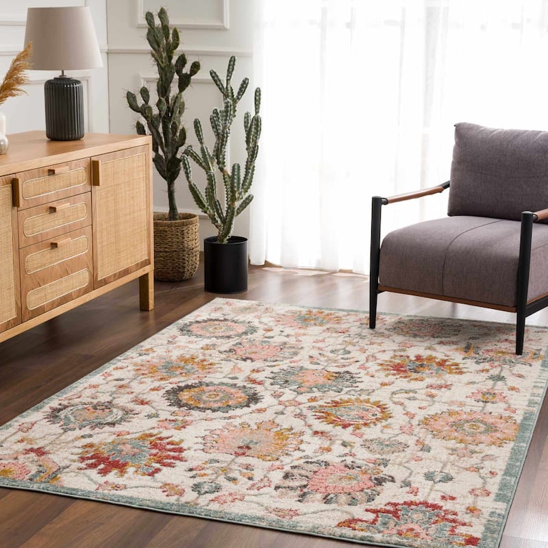 Hauteloom Twilight Living Room, Bedroom Area Rug - Dusty Pink, Sky Blue, Light Gray - 2' x 3'