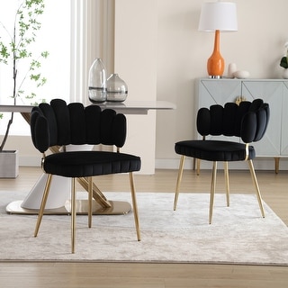 GEITIN Accent Dining Tufted Velvet Chair with Golden Legs Set of 2 ...