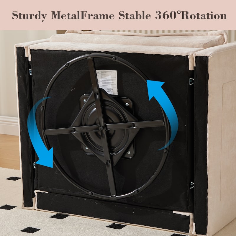 GDFStudio - Chenille 36.22" Swivel Barrel Chair