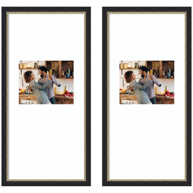 Kate and Laurel Belmont Black Photo Frame Set - 14x30 matted to 8x10 - Black