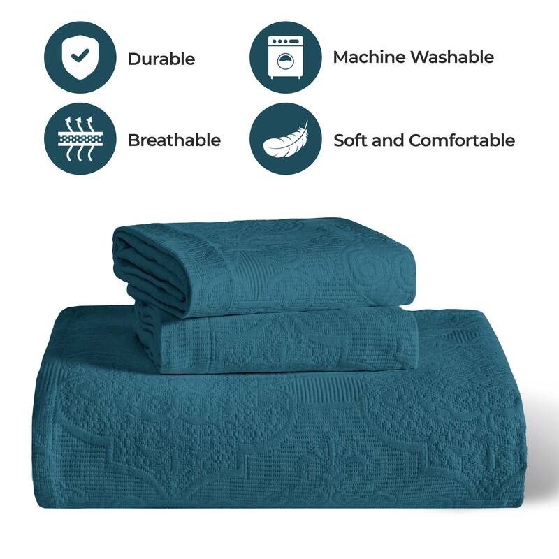 Superior Florin Jacquard Scrolling Medallion Cotton Bedspread Set
