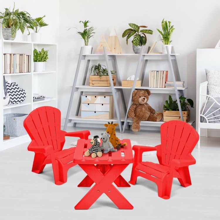 3-Piece Plastic Children Table Chair Set - Table size: 19.5'' x 16'' x 15'