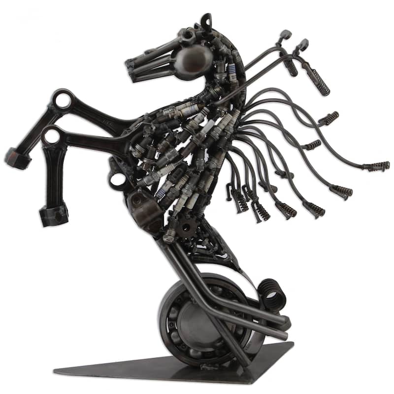 Novica Handmade Iron Horse Upcycled Metal Auto Part Sculpture