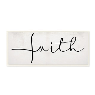 Stupell Minimal Faith Text Elegant Cursive Typography Wood Wall Art, 7 ...