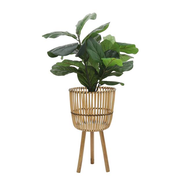 Set of 2 Wicker Footed Planters 10, 12", Natural 23"H - 12.0" x 12.0" x 23.0"
