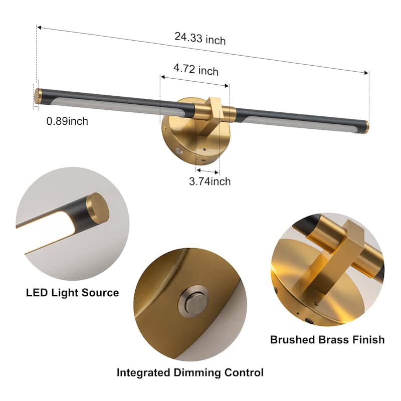 Starsky Minimalist Rechargeable Linear LED Vanity Light Dimmable Metal Wall Sconce with Remote