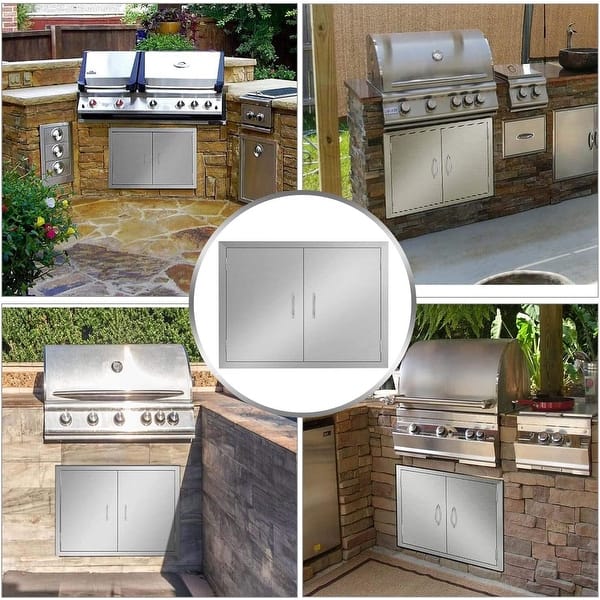 31 in. W x 24 in. H Double Outdoor Kitchen Access Door for BBQ Island ...