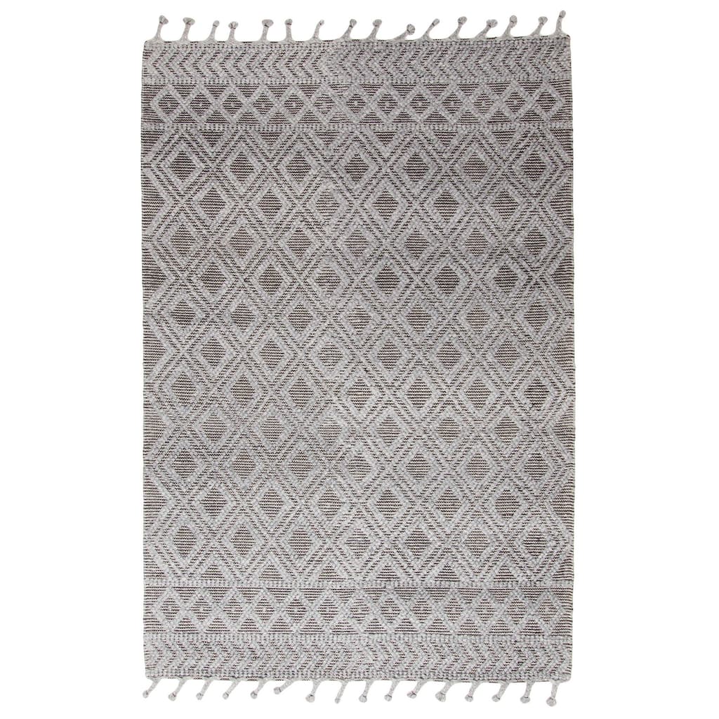 ECARPETGALLERY Braid weave Sienna Grey Wool Rug - 5'0 x 7'7