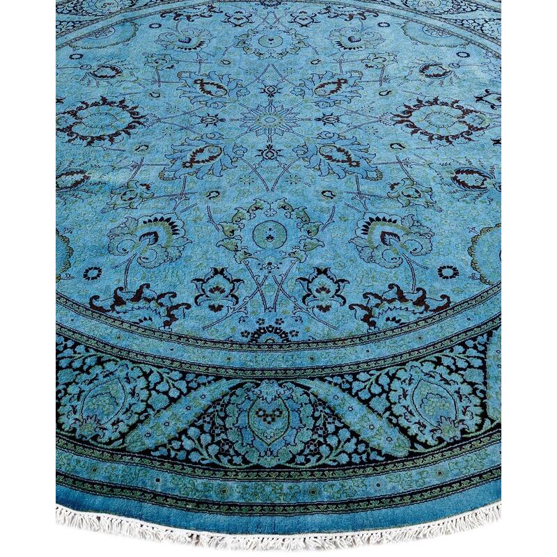 Fine Vibrance, One-of-a-Kind Hand-Knotted Area Rug - Blue, 7' 1" x 7' 1" - 7' 1" x 7' 1"