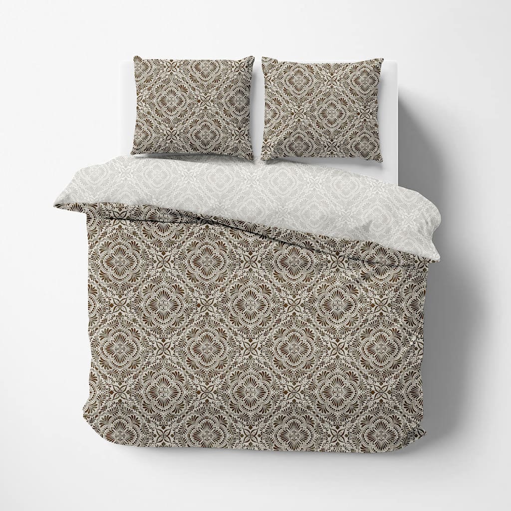 Delara GOTS Certified 100% Organic Cotton Floral Reversible Print Duvet Cover and Sham Set of 2
