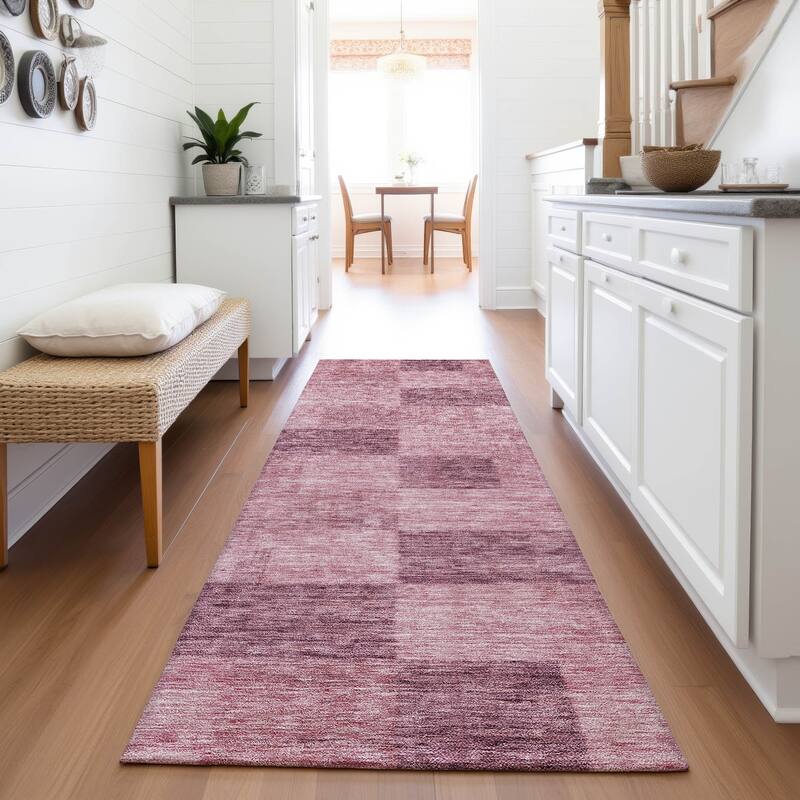 Premium Washable Super Soft Modern Checker Mayfield Rug - Blush - 2'3" x 7'6"