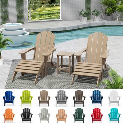 Laguna 5-Piece Poly Adirondack Folding Chairs with Ottoman and Side Table
