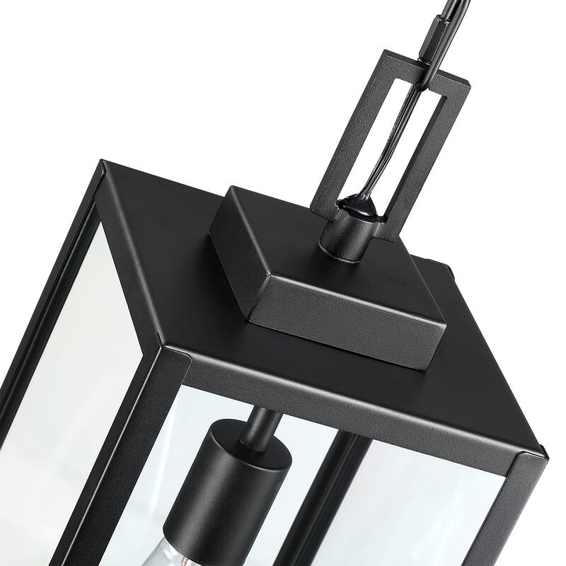 Matte Black Outdoor Hanging Lantern Pendant Light Ceiling Mount Hukoro - Middle