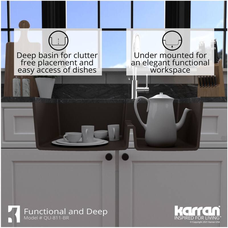 Karran USA QU-811 Quartz QU 32" Undermount Double Basin Quartz