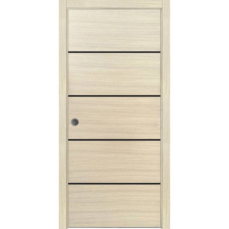 French Pocket Door 28x80 with Planum 0015 Natural Veneer Kit Trims Rail - 30" x 80"