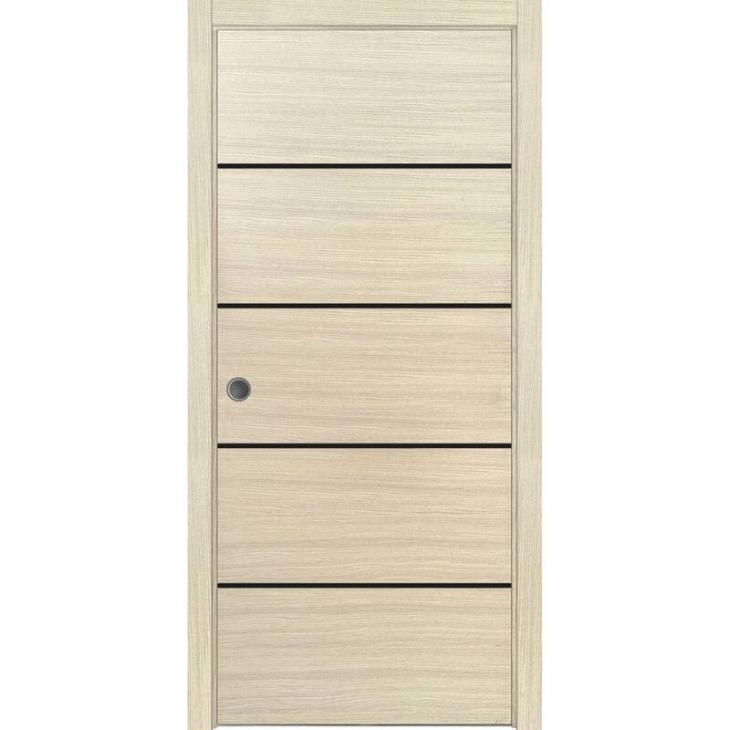 Solid French Door 28 x 80 Planum 0015 Natural Veneer with| Bathroom - 24" x 84"