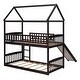 preview thumbnail 6 of 7, Espresso Twin Over Twin Bunk Bed with Slide and Playhouse Design
