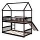 preview thumbnail 19 of 33, House Bunk Beds with Slide, Wood House Bed Twin Over Twin, Kids Bunk Bed with Roof, Slide Bunk Beds with Ladder for Girls, Boys