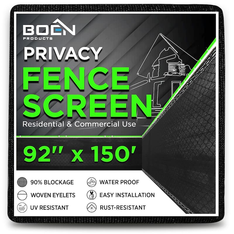 Boen Privacy Netting Black 92" x 150' With Woven Eyelets