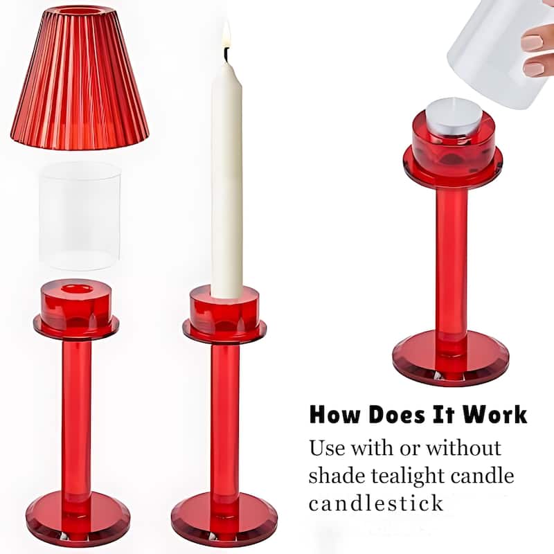 Aria Home Ceramic Taper Candle Holder Set of Two Table Centerpiece