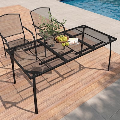 Clihome 79" Outdoor Rectangular Steel Mesh Dining Table