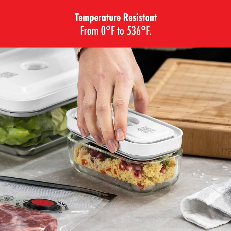 ZWILLING Fresh & Save 4-pc Small Glass Vacuum Sealer Food Storage Containers with Airtight Lids - Clear
