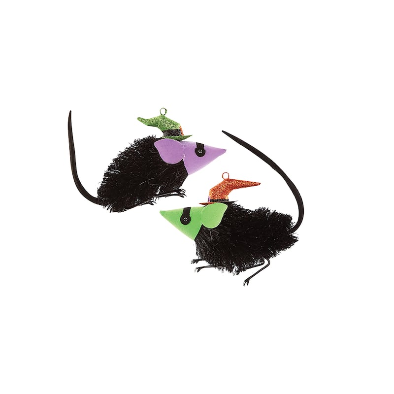 Rats with Hats Halloween Christmas Xmas Ornament A/2 - Set of 2